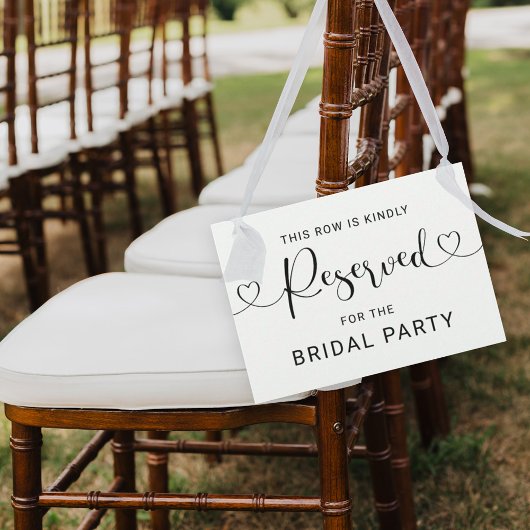 Gereserveerd Row Heart Script Wedding Ceremony Sig Kaart