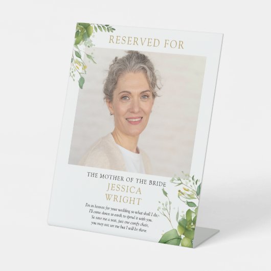 Gereserveerd Sla een stoel foto bruiloft Reclamebord Met Voetstuk (Voorkant)