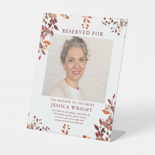 Gereserveerd Sla een stoel foto bruiloft Reclamebord Met Voetstuk (Voorkant)