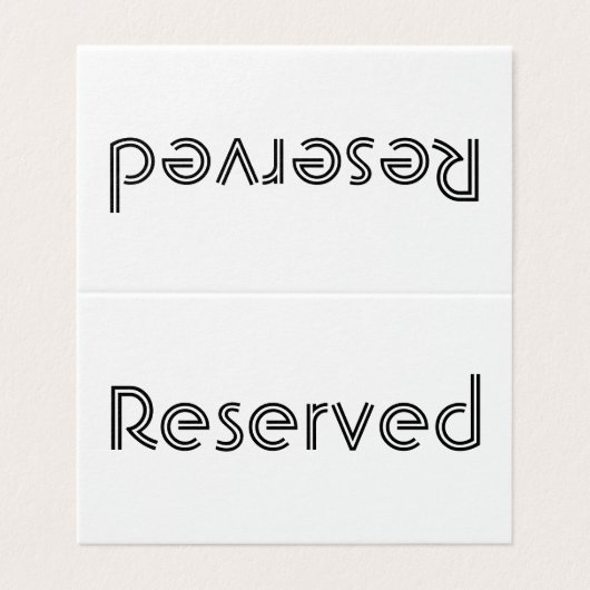 Gereserveerd tabelteken visitekaartje (Buitenkant ongevouwen)