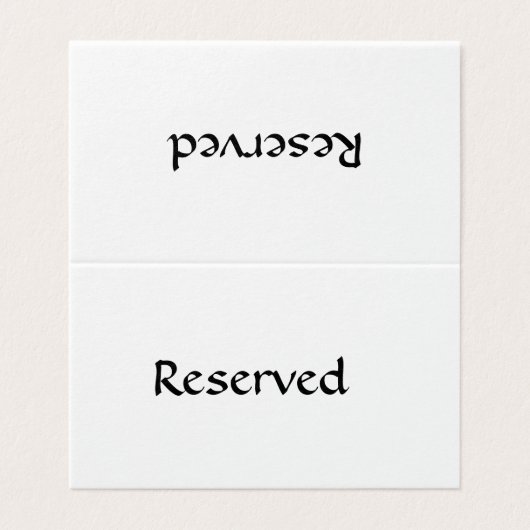 Gereserveerd tabelteken visitekaartje (Buitenkant ongevouwen)