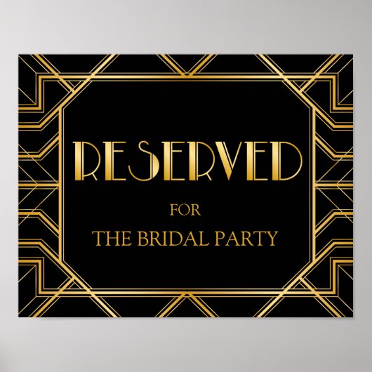 Gereserveerd Tafel | Gatsby Art Deco Poster (Voorkant)