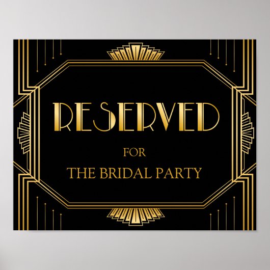 Gereserveerd Tafel | Gatsby Art Deco Poster (Voorkant)