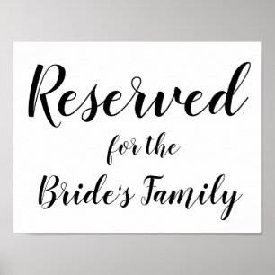Gereserveerd teken - Bride's Family Poster