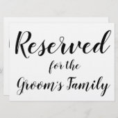 Gereserveerd teken - Groom's Family (Voorkant / Achterkant)