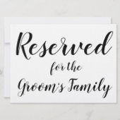 Gereserveerd teken - Groom's Family (Achterkant)