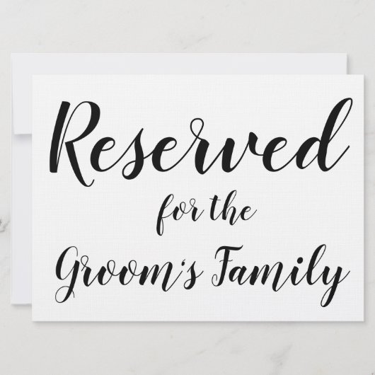 Gereserveerd teken - Groom's Family (Voorkant)