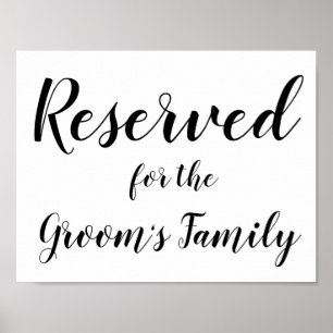 Gereserveerd teken - Groom's Family Poster