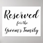 Gereserveerd teken - Groom's Family Poster (Voorkant)