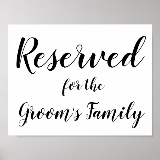Gereserveerd teken - Groom's Family Poster (Voorkant)
