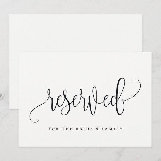 Gereserveerd teken - kalligrafie kaart (Voorkant / Achterkant)