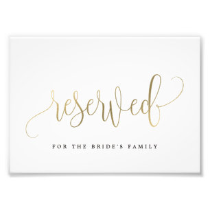 Gereserveerd teken Kies je formaat Faux Gold Foto Afdruk
