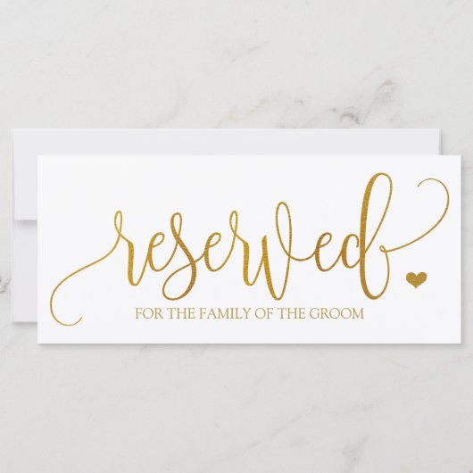 Gereserveerd teken om op huwelijksstoelen te hange (Achterkant)