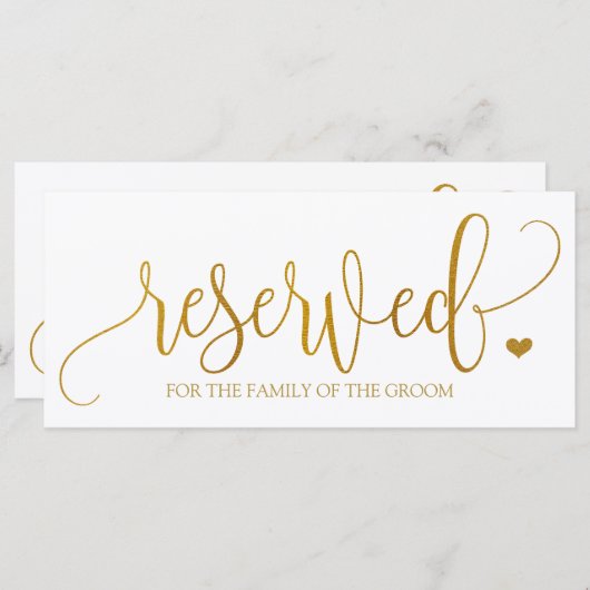 Gereserveerd teken om op huwelijksstoelen te hange (Voorkant / Achterkant)