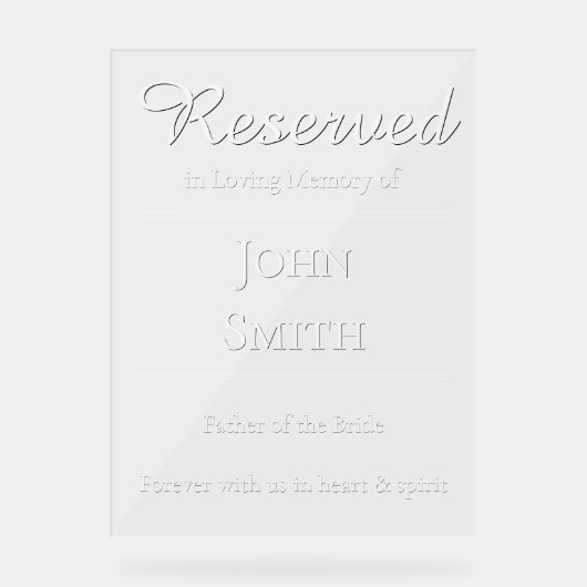 Gereserveerd ter nagedachtenis - Stoel bord voor d (Voorkant)