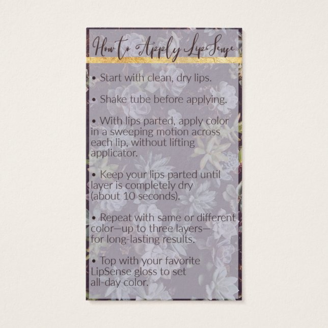 Gereserveerd voor Amy ~LipSense Application & Tips Visitekaartje (Achterkant)