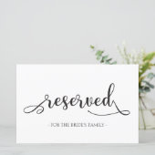 Gereserveerd voor Black Simple Wedding Sign (Staand voorkant)