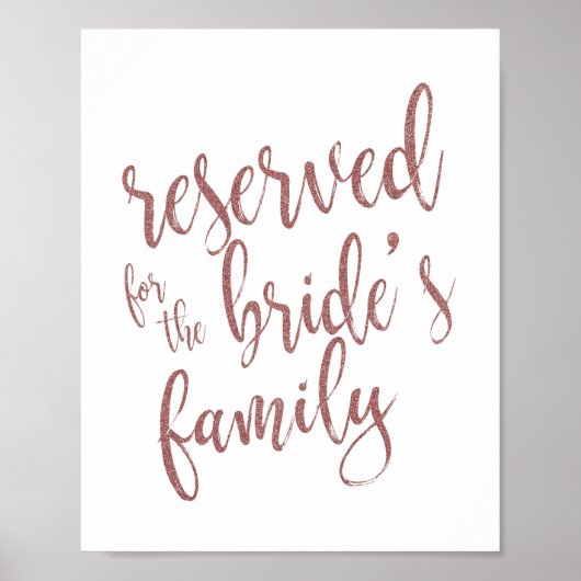 Gereserveerd voor Brde's Family Roos Gold Glitter  Poster (Voorkant)