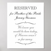 Gereserveerd voor broer van de bruid memoriale tro poster (Voorkant)