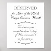 Gereserveerd voor bruidszuster-herdenkingsbruiloft poster (Voorkant)