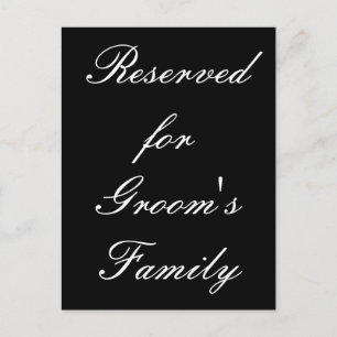 Gereserveerd voor de familie van de bruid briefkaart