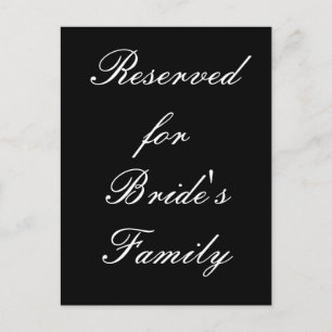 Gereserveerd voor de familie van de bruid briefkaart