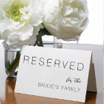 Gereserveerd voor de familie van de bruid Moderne  Kaart<br><div class="desc">Gereserveerd voor de familie van de bruid Modern Wedding Zitplaatsen Kaart</div>