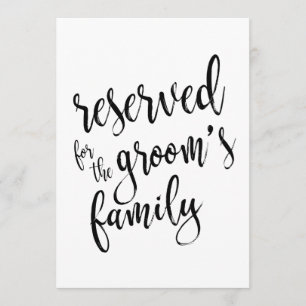 Gereserveerd voor de familie van de bruidegom  Bet Kaart
