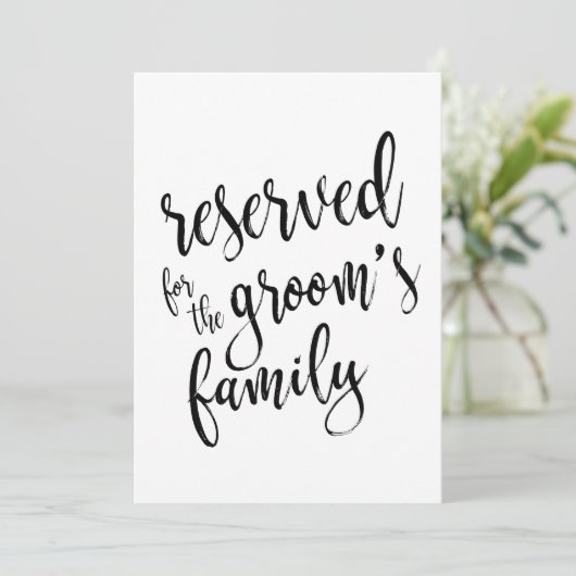 Gereserveerd voor de familie van de bruidegom Here Kaart (Staand voorkant)