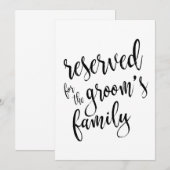 Gereserveerd voor de familie van de bruidegom Here Kaart (Voorkant / Achterkant)