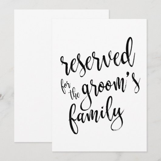 Gereserveerd voor de familie van de bruidegom Here Kaart (Voorkant / Achterkant)