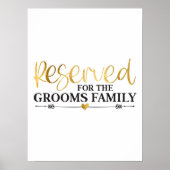Gereserveerd voor de Grooms Familie White Gold Wed Poster (Voorkant)