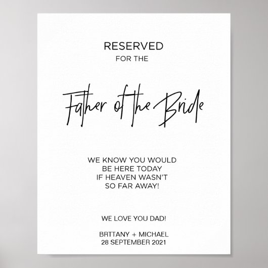 Gereserveerd voor de Vader van de Bruid Terugdenki Poster (Voorkant)