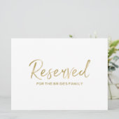 "Gereserveerd" voor Familie Bord | Stijlvolle hand Kaart (Staand voorkant)