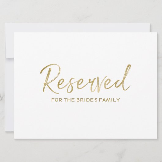 "Gereserveerd" voor Familie Bord | Stijlvolle hand Kaart (Voorkant)