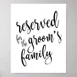Gereserveerd voor Groom's Family 8x10 Wedding Sign Poster