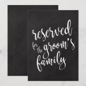 Gereserveerd voor Groom's Family Cheap Chalkoard S Kaart (Voorkant / Achterkant)