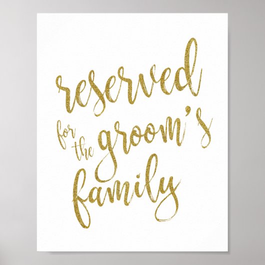 Gereserveerd voor Groom's Family Glitter 8x10 Sign Poster (Voorkant)