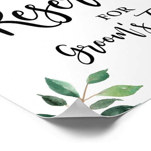 Gereserveerd voor Grooms Family Greenery Wedding S Poster (Hoek)