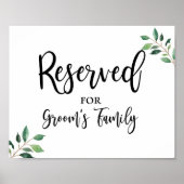 Gereserveerd voor Grooms Family Greenery Wedding S Poster (Voorkant)