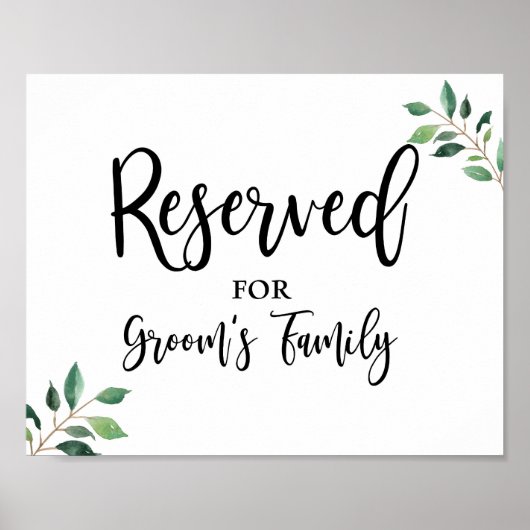 Gereserveerd voor Grooms Family Greenery Wedding S Poster (Voorkant)