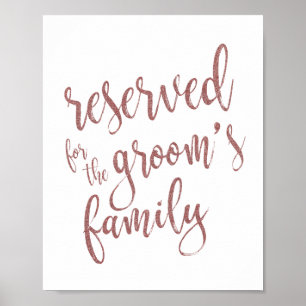 Gereserveerd voor Groom's Family Roos Gold Glitter Poster