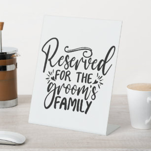 Gereserveerd voor Groom's Family Table Sign Reclamebord Met Voetstuk