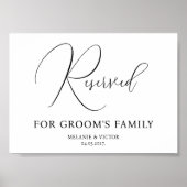 Gereserveerd voor Groom's Family Wedding Sign Poster (Voorkant)