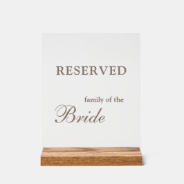 Gereserveerd voor het familietafelbord acryl bord