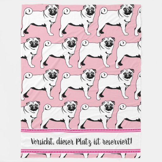 Gereserveerd voor Meneer Mops Fleece Deken (Voorkant)