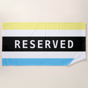 GERESERVEERD, Witte Tekst, Blauwe Gele Met/Zwart S Strandlaken