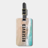 Gereserveerd zee en zandcadeau zomervakantie stran bagagelabel (Voorkant verticaal)