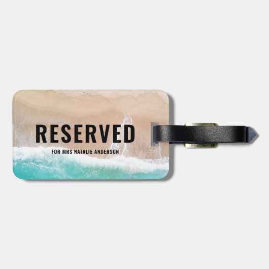 Gereserveerd zee en zandcadeau zomervakantie stran bagagelabel (Achterkant horizontaal)