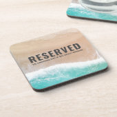 Gereserveerd zee en zandcadeau zomervakantiestrand bier onderzetter (Linkerzijde)